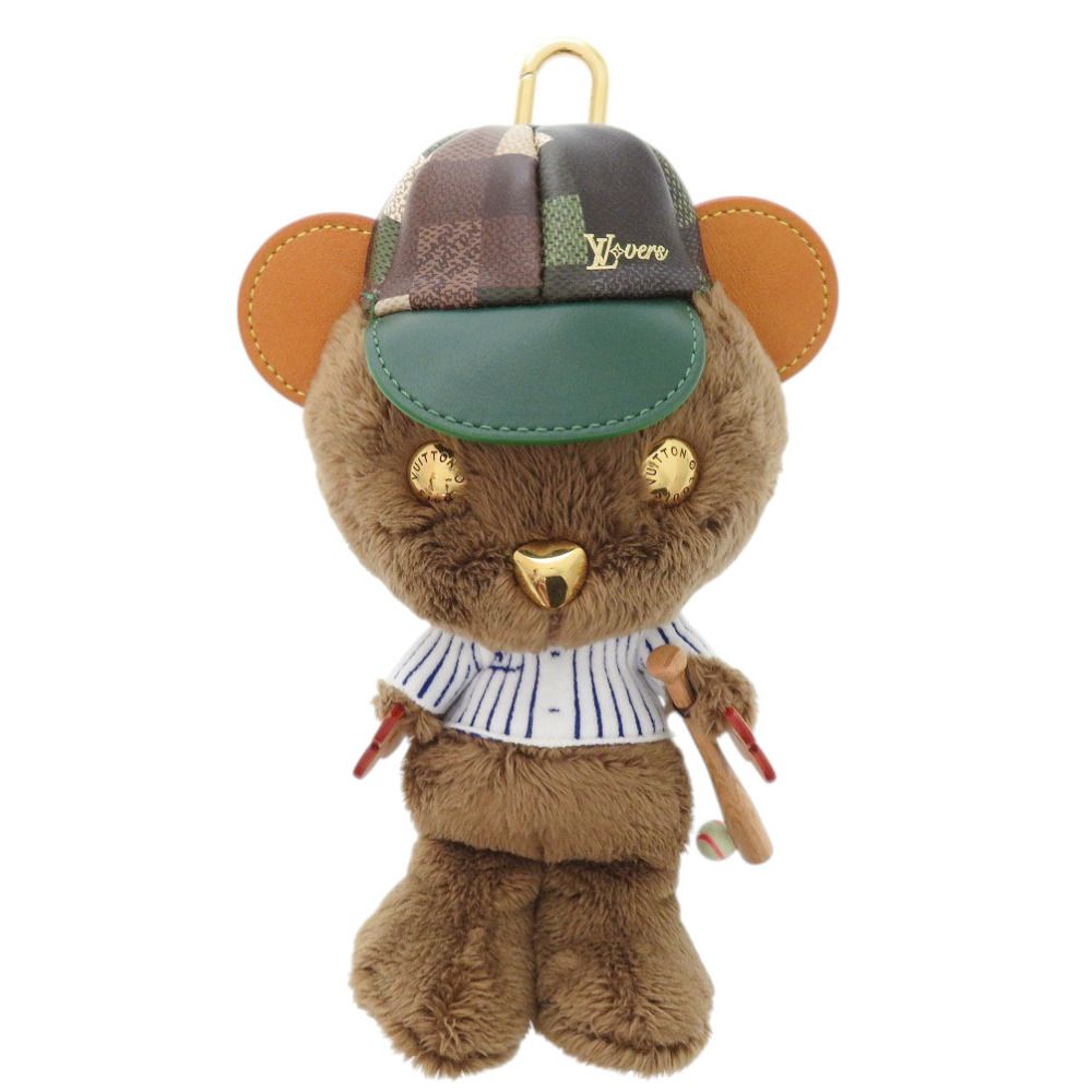 Louis Vuitton Bear Baseball Faux Fur Brown Key Holder Bag Charm