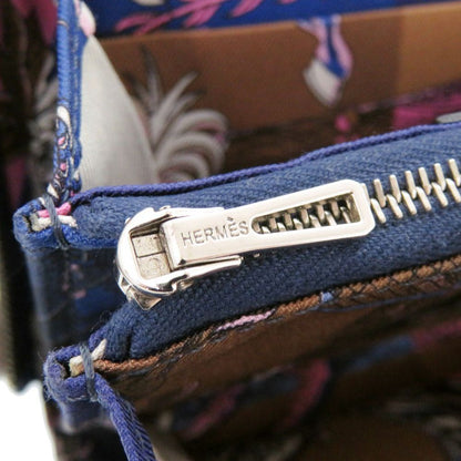 Hermes Azap Silk in Compact Veau Blue France Saffiano Silver Coin Case — view 7