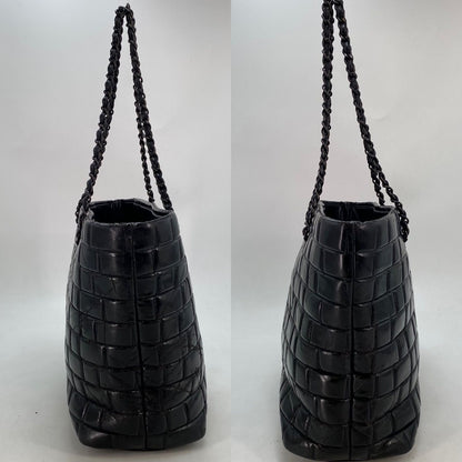 Chanel Tote Chocolate Bar Big CC Logo Chain Black Business Travel — view 5