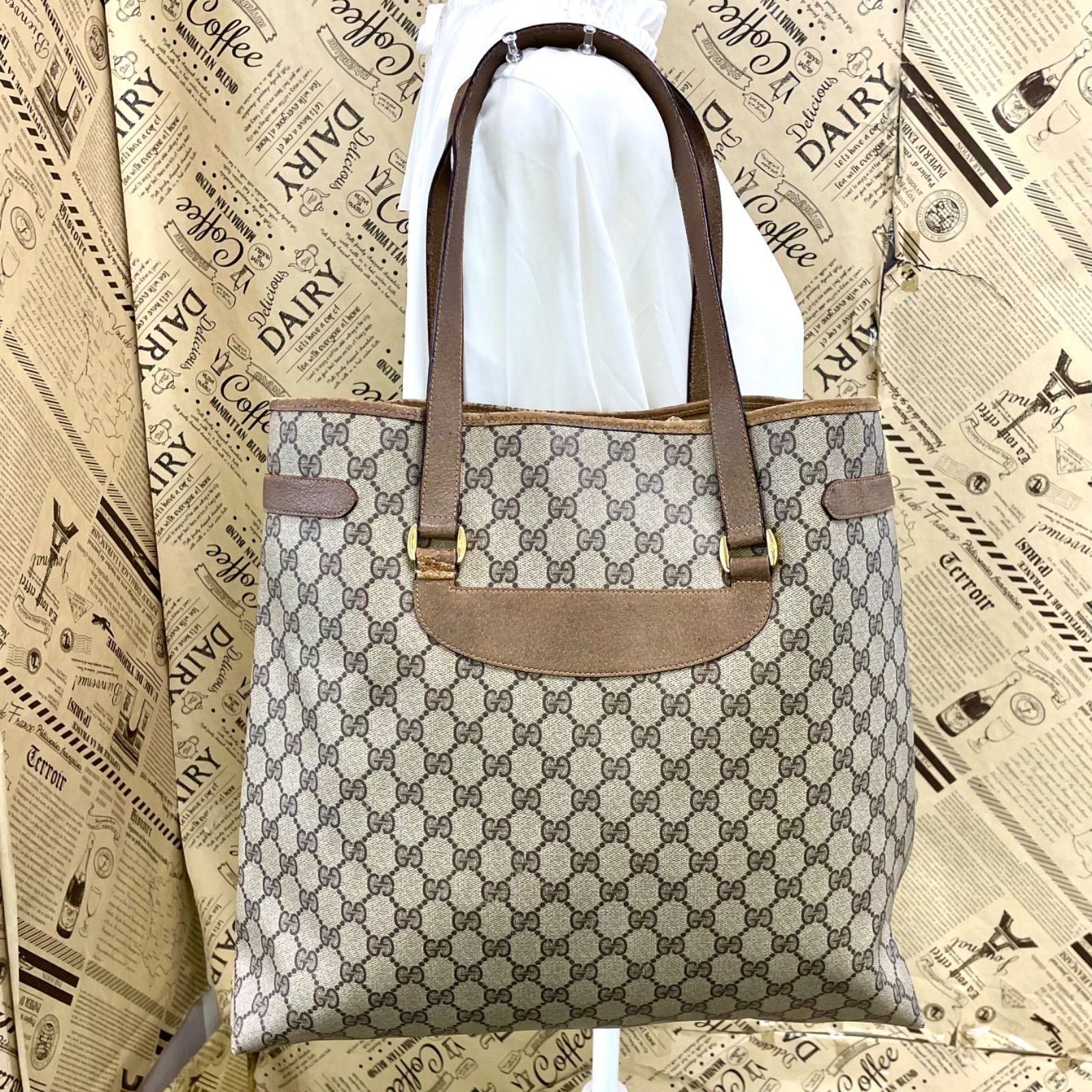 Gucci Vintage Tote Height GG Canvas Document Travel Business — view 3