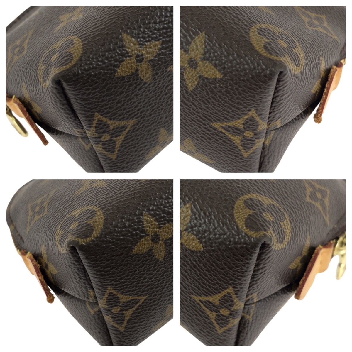Louis Vuitton Monogram Pochette Cosmetic PM Brown Gold Makeup Pouch Case — view 3