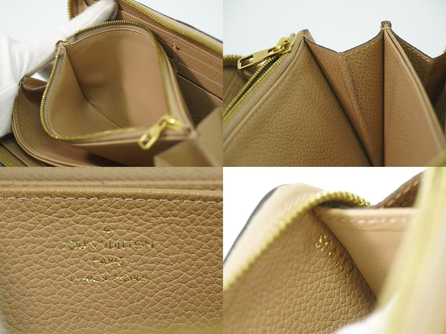 Louis Vuitton LV Zippy Wallet Monogram Empreinte Leather Beige — view 9