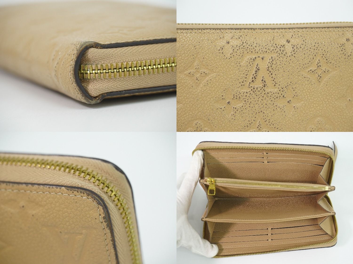 Louis Vuitton LV Zippy Wallet Monogram Empreinte Leather Beige — view 8