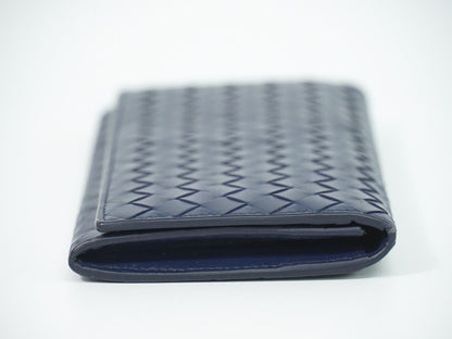Bottega Veneta Intrecciato Wallet Billfold Leather Navy — view 4