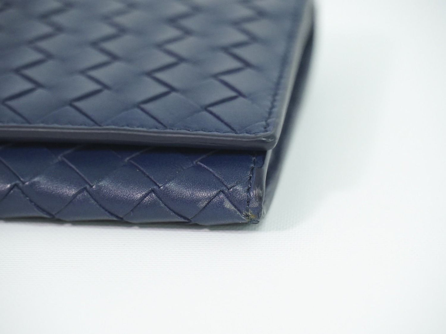 Bottega Veneta Intrecciato Wallet Billfold Leather Navy — view 7