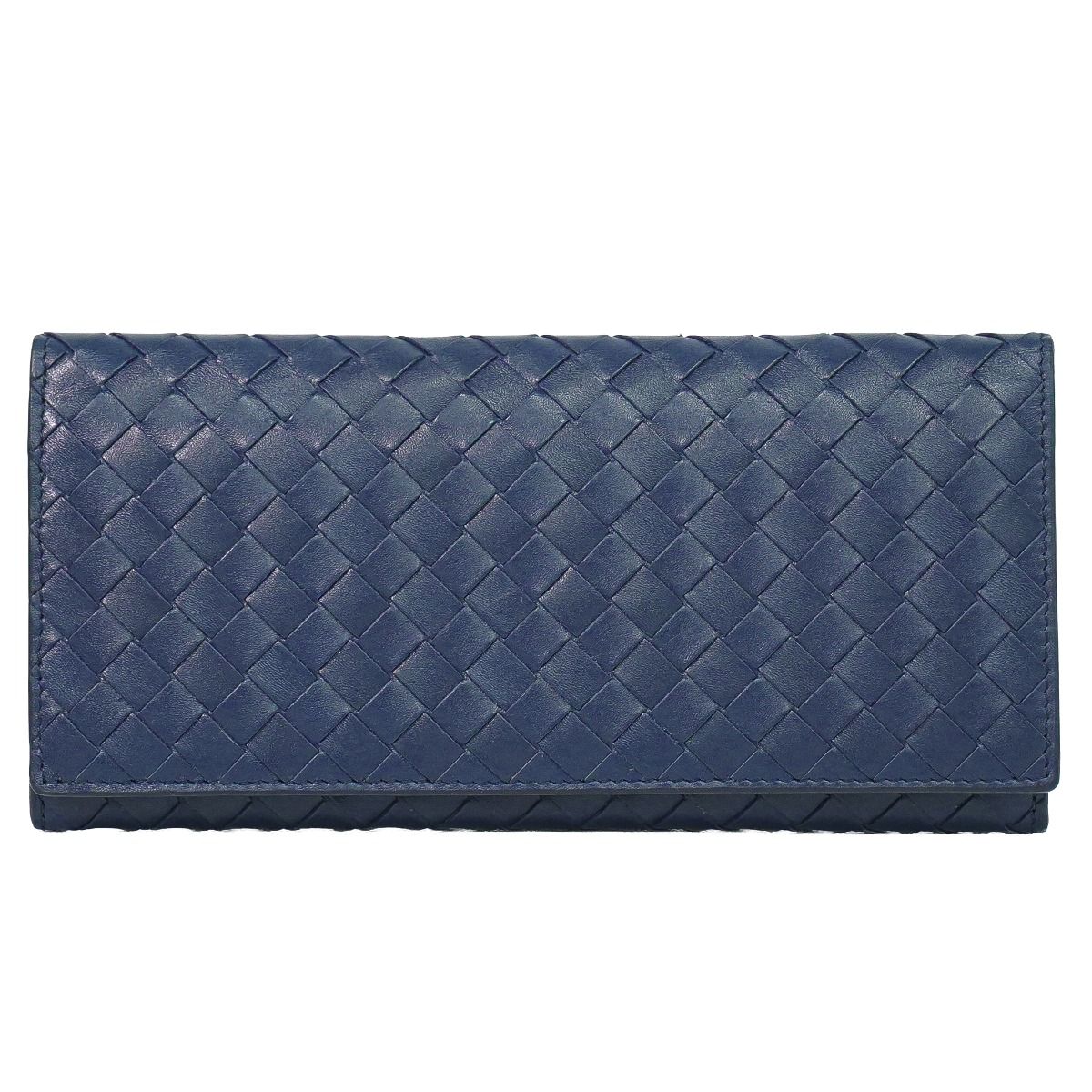 Bottega Veneta Intrecciato Wallet Billfold Leather Navy