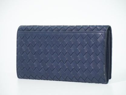 Bottega Veneta Intrecciato Wallet Billfold Leather Navy — view 2