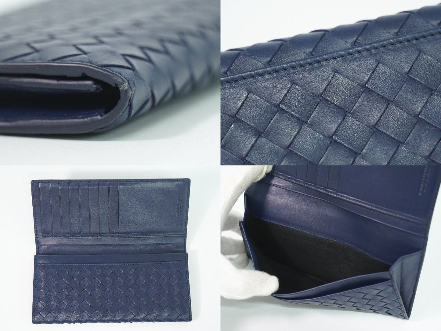 Bottega Veneta Intrecciato Wallet Billfold Leather Navy — view 8