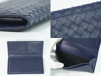 Bottega Veneta Intrecciato Wallet Billfold Leather Navy — view 8