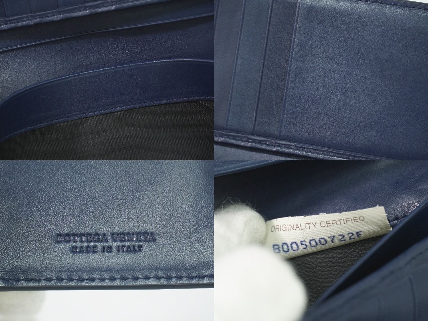 Bottega Veneta Intrecciato Wallet Billfold Leather Navy — view 9