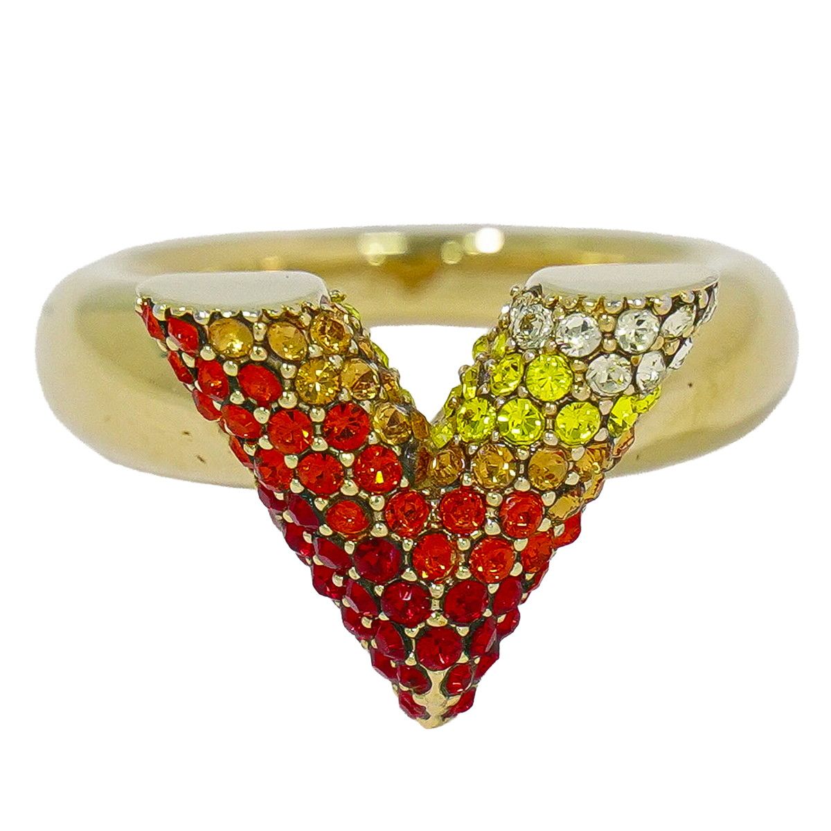 Louis Vuitton LV Essential Strass Rhinestone Ring S Gold Plated