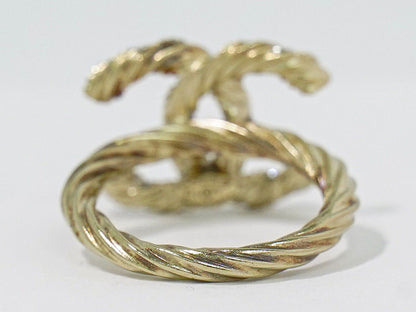 Chanel CC Logo Rhinestone Ring Gold Plated — view 3