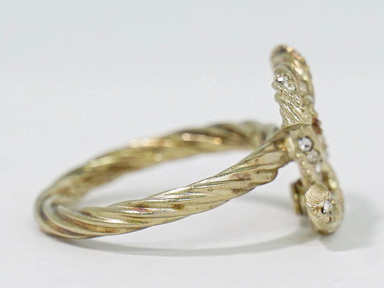 Chanel CC Logo Rhinestone Ring Gold Plated — view 4