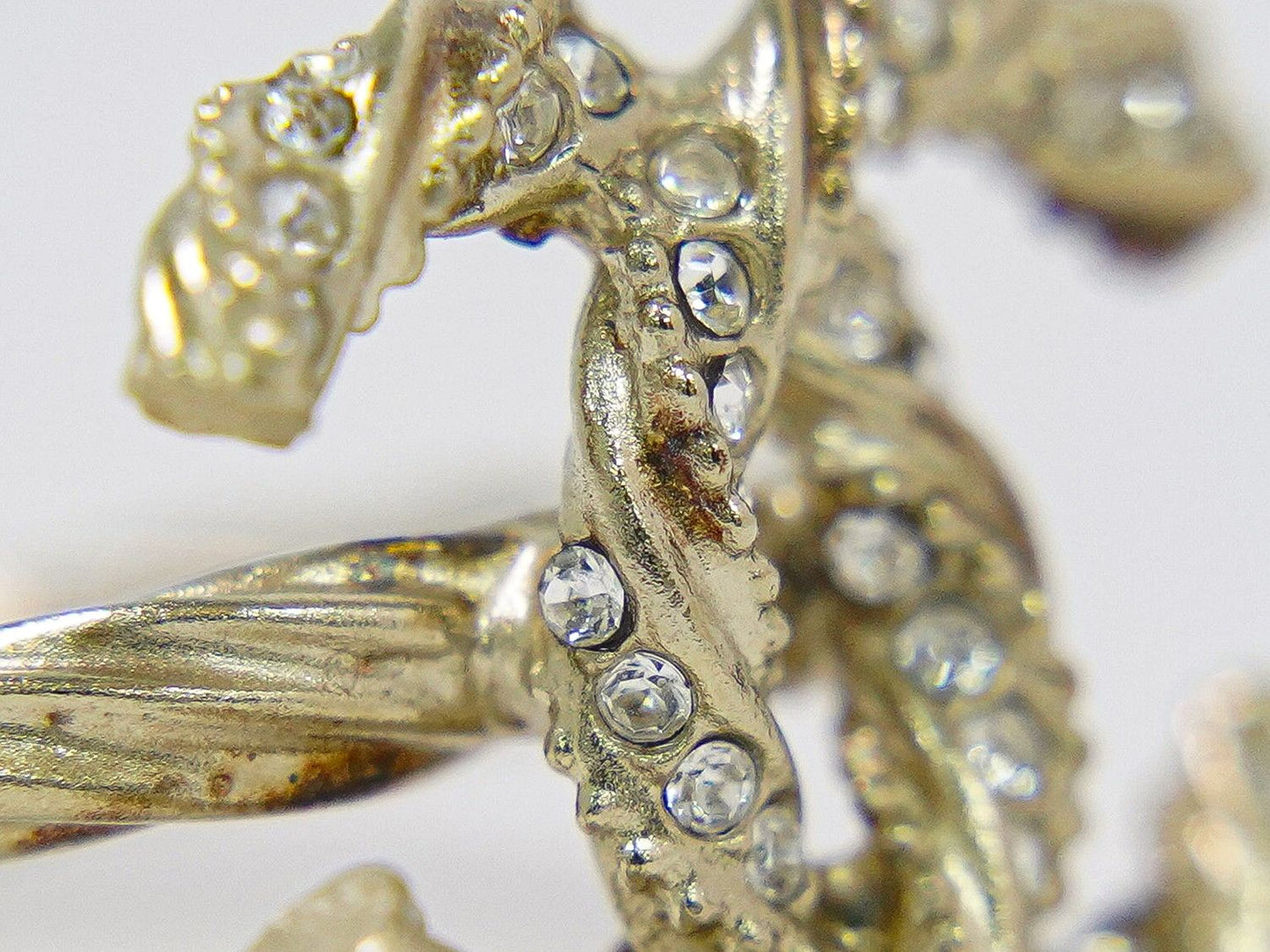 Chanel CC Logo Rhinestone Ring Gold Plated — view 7