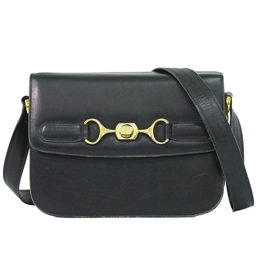 Celine Leather Shoulder Bag Black
