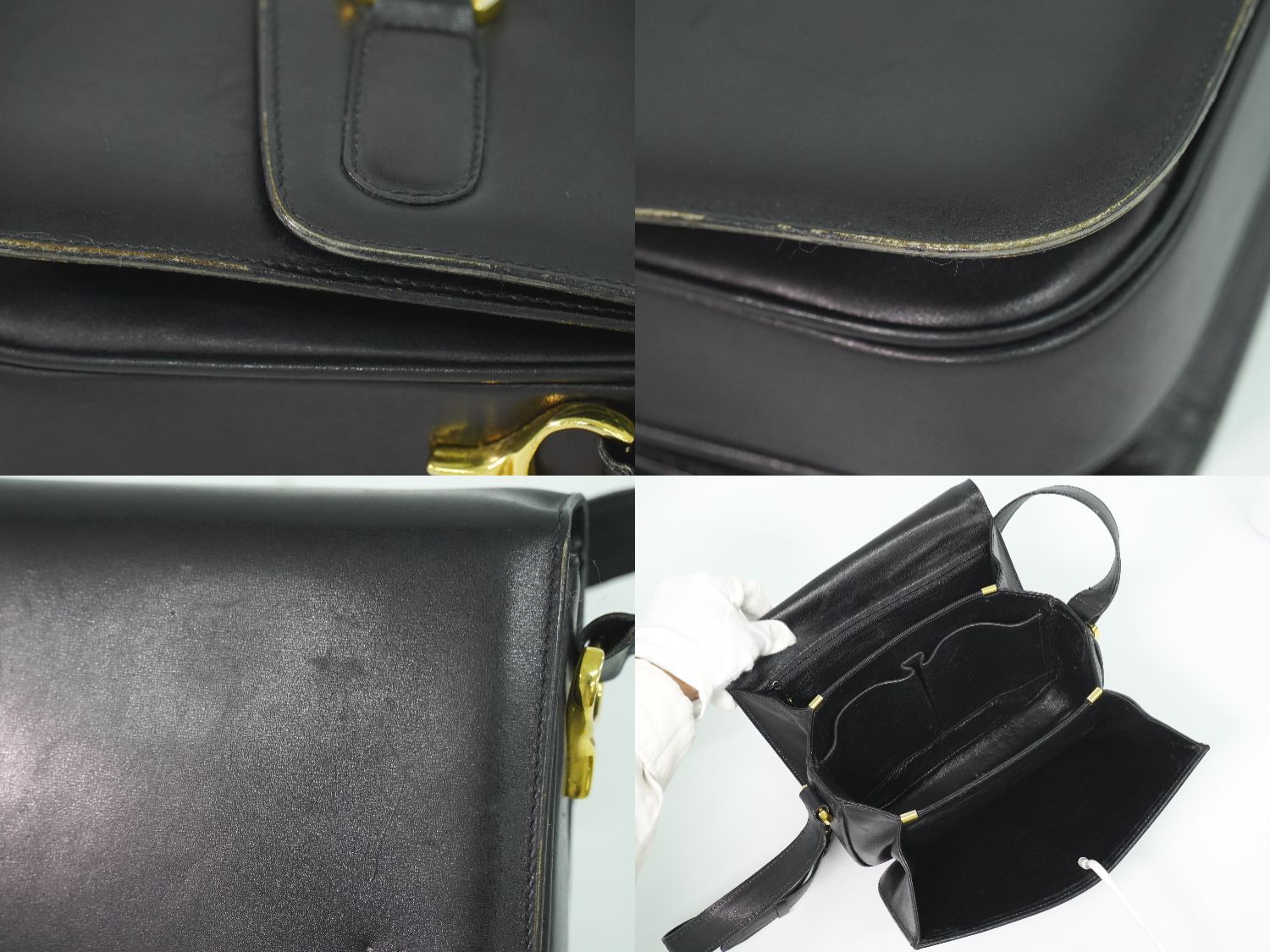 Celine Leather Shoulder Bag Black — view 8