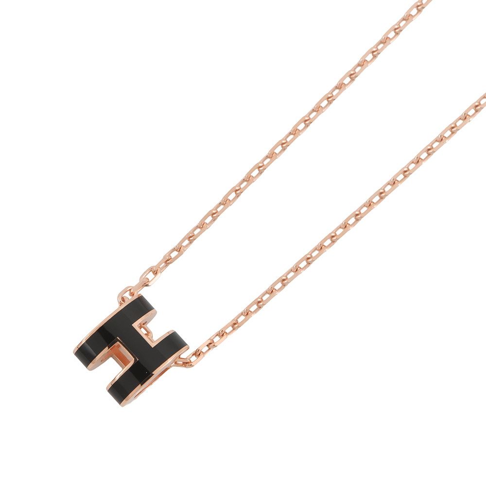 Hermes Necklace Mini Pop Black Pink Gold