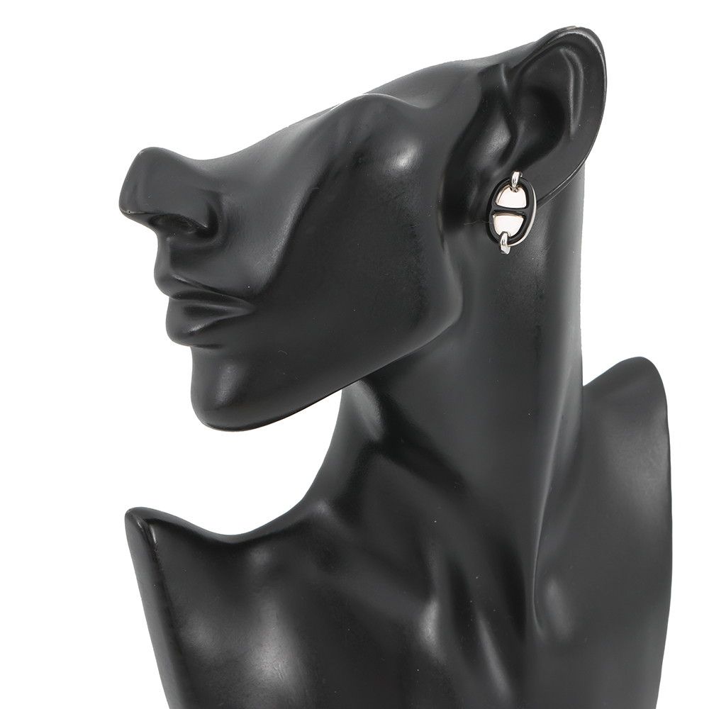 Hermes Earrings Mini Maillon Black Silver — view 4