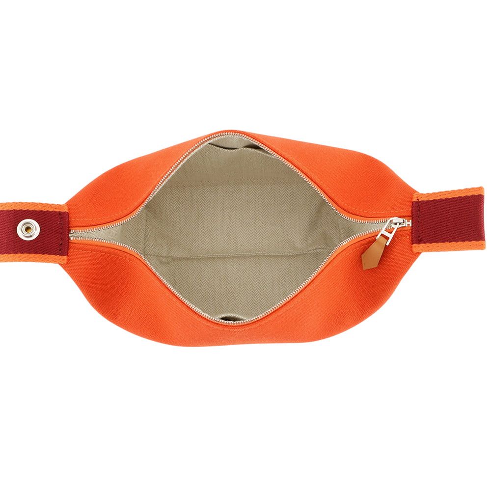 Hermes Pouch Bride-a-Brac PM Orange Silver Canvas Case — view 4
