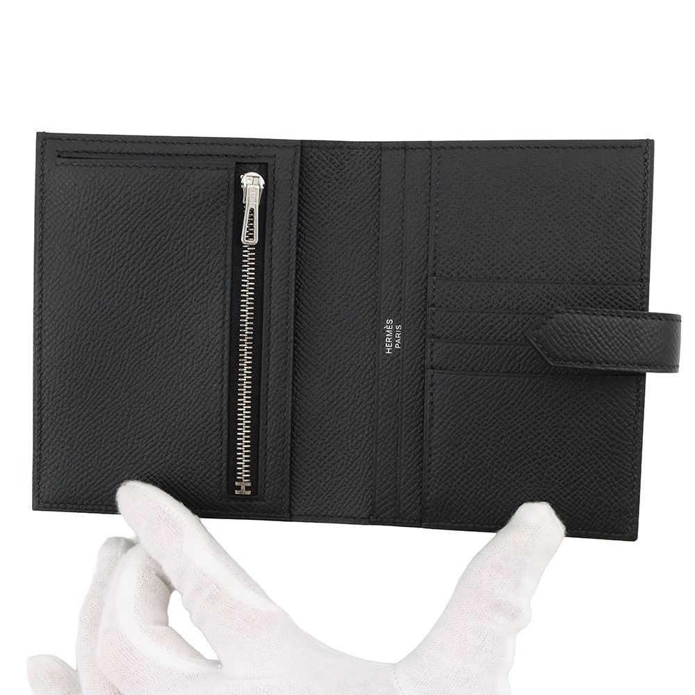 Hermes Bifold Wallet Bearn Compact Black Silver Epsom — view 4