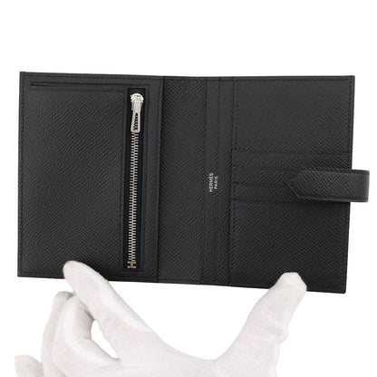 Hermes Bifold Wallet Bearn Compact Black Silver Epsom — view 4