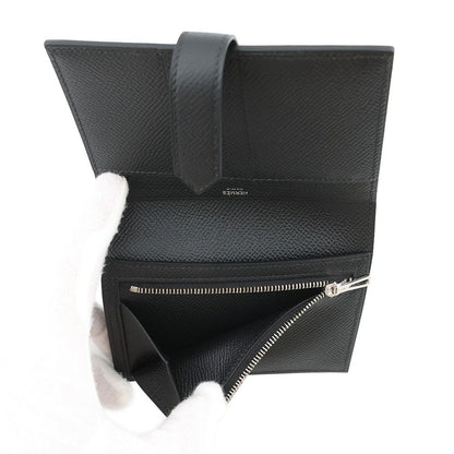 Hermes Bifold Wallet Bearn Compact Black Silver Epsom — view 6