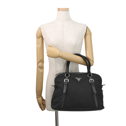 Prada Logo Nylon Leather 2-Way Shoulder Bag Black — view 4