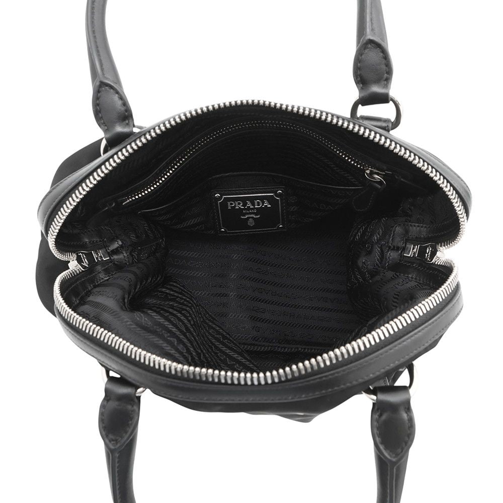 Prada Logo Nylon Leather 2-Way Shoulder Bag Black — view 6