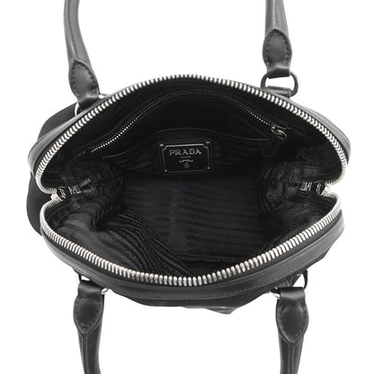 Prada Logo Nylon Leather 2-Way Shoulder Bag Black — view 6