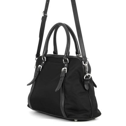 Prada Logo Nylon Leather 2-Way Shoulder Bag Black — view 2