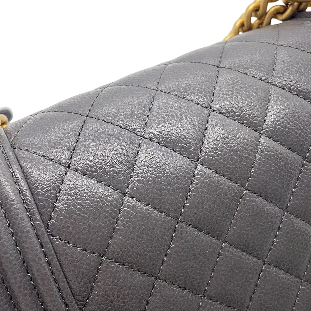 Chanel Chain Shoulder Bag Quilted CC Logo Boy Small Caviar Leather 2-Way — view 8