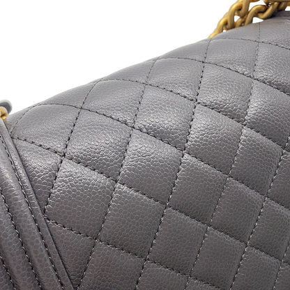 Chanel Chain Shoulder Bag Quilted CC Logo Boy Small Caviar Leather 2-Way — view 8