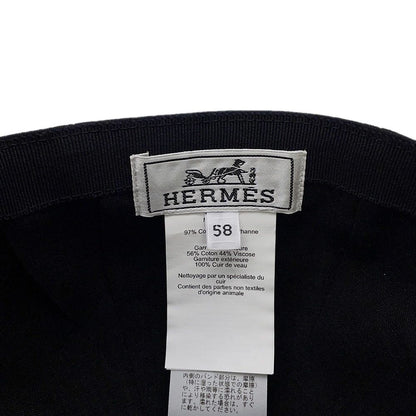 Hermes Cap Miles Cotton 58 Hat Black — view 7