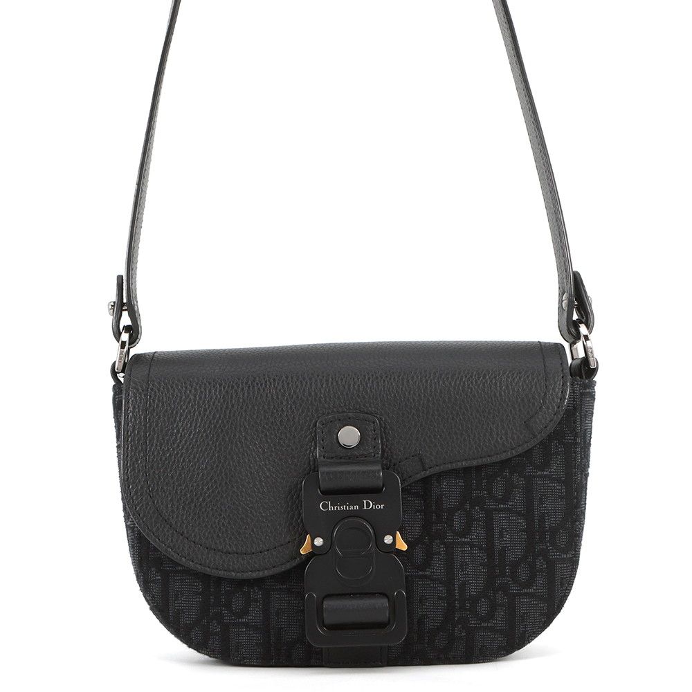 Dior Shoulder Bag Oak Saddle Flap Messenger Mini Black Trotter
