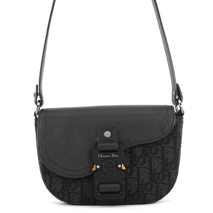 Dior Shoulder Bag Oak Saddle Flap Messenger Mini Black Trotter