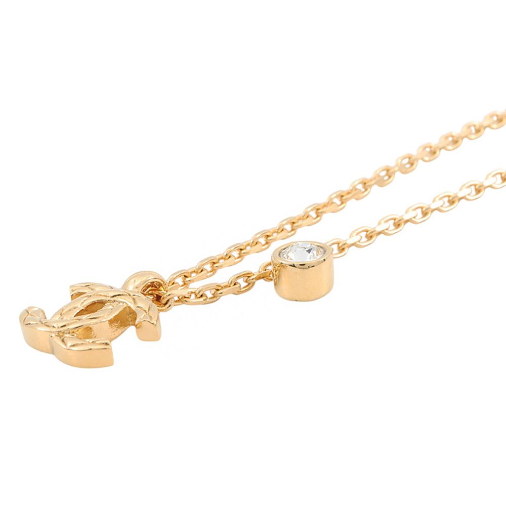 Chanel Necklace CC Logo Rhinestone Metal — view 2