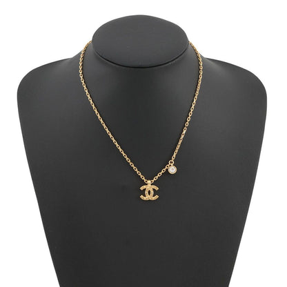 Chanel Necklace CC Logo Rhinestone Metal — view 4