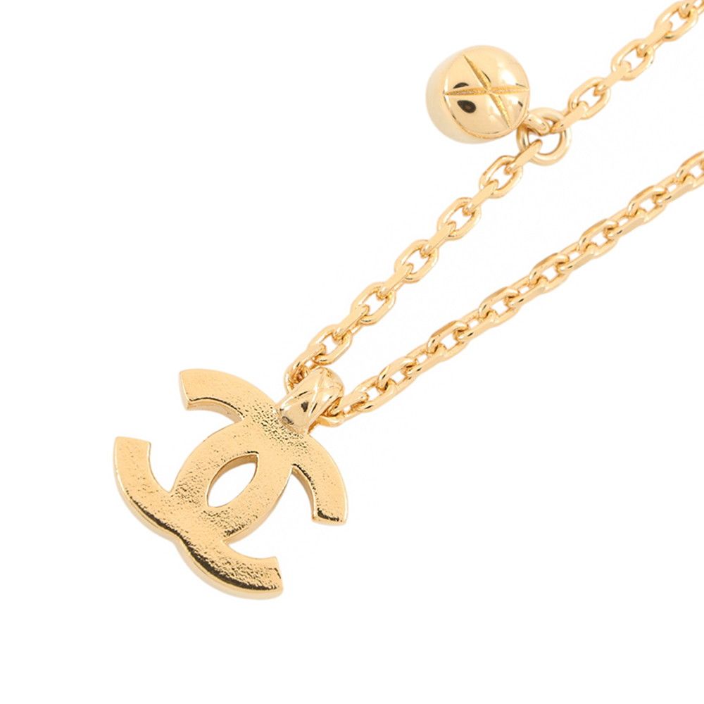 Chanel Necklace CC Logo Rhinestone Metal — view 3