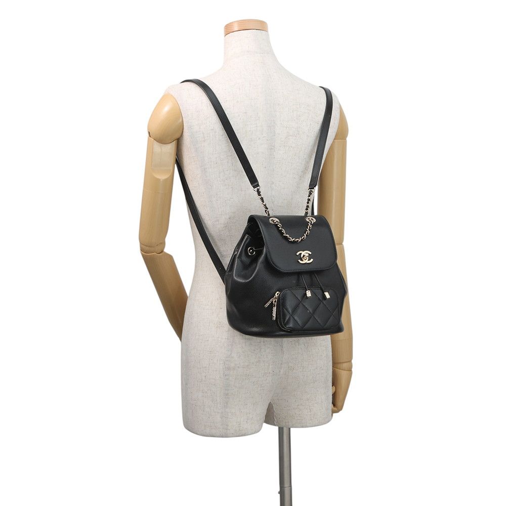 Chanel Backpack CC Logo Quilted Caviar Leather Black — view 4