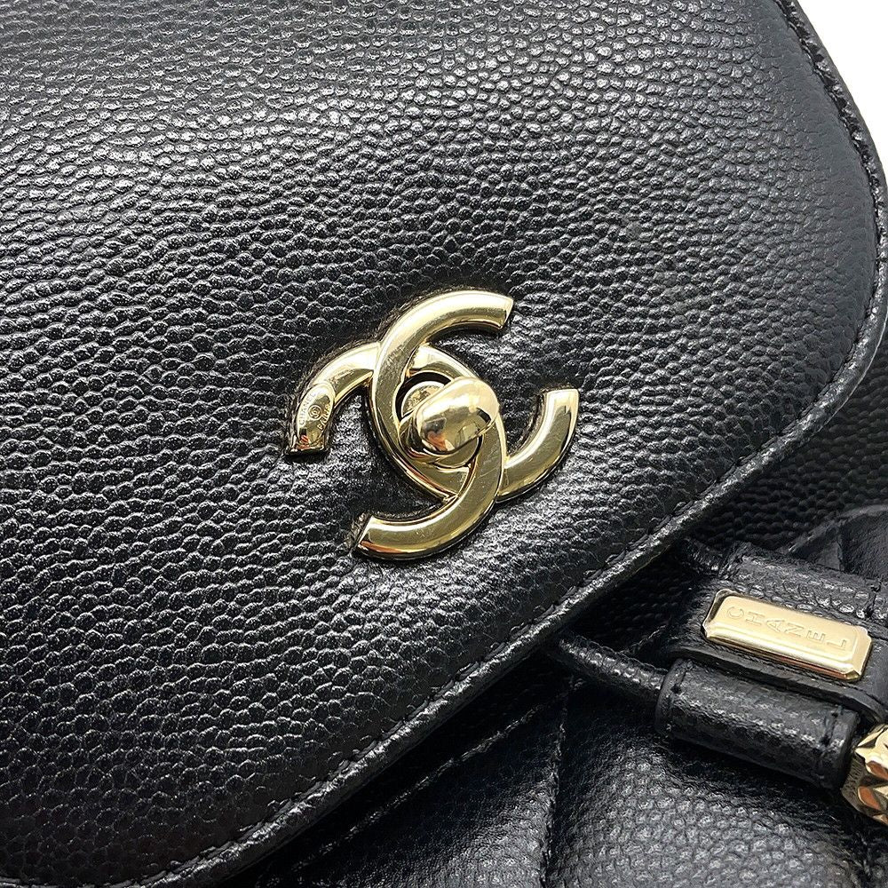 Chanel Backpack CC Logo Quilted Caviar Leather Black — view 6