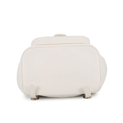 Chanel Quilted CC Logo Leather Backpack White — view 3