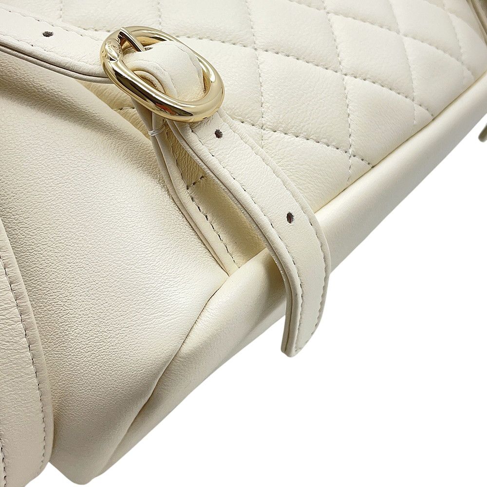 Chanel Quilted CC Logo Leather Backpack White — view 6