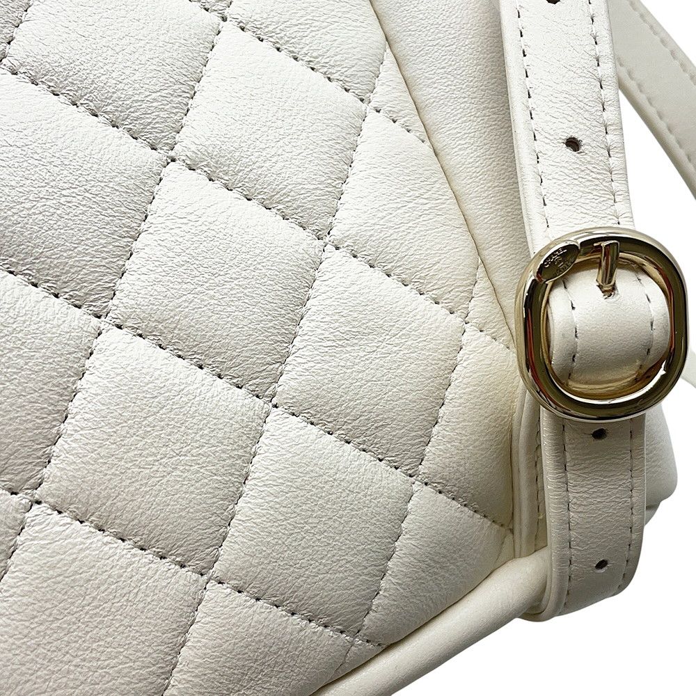 Chanel Quilted CC Logo Leather Backpack White — view 9