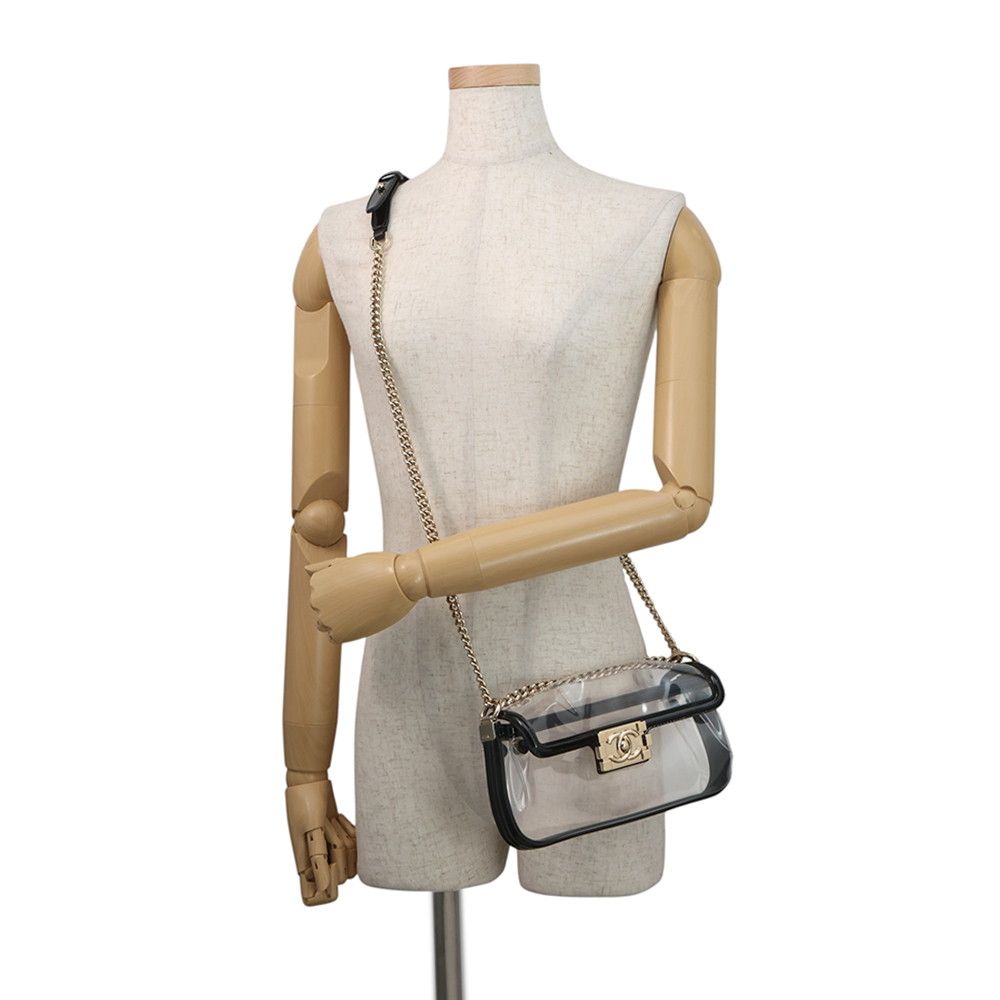 Chanel Chain Shoulder Bag Boy Mini Vinyl Black — view 5