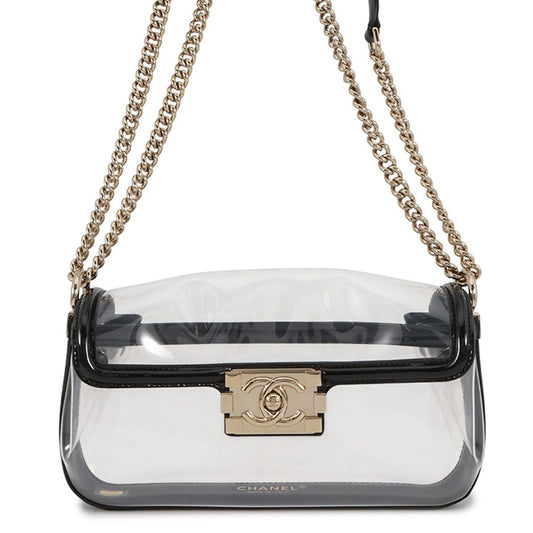 Chanel Chain Shoulder Bag Boy Mini Vinyl Black