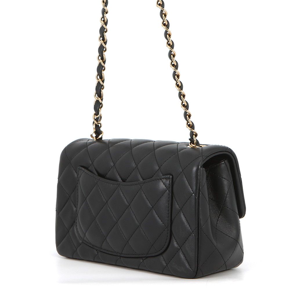 Chanel Chain Shoulder Bag Mini Quilted 20 CC Logo Lambskin Black — view 2
