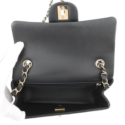 Chanel Chain Shoulder Bag Mini Quilted 20 CC Logo Lambskin Black — view 5