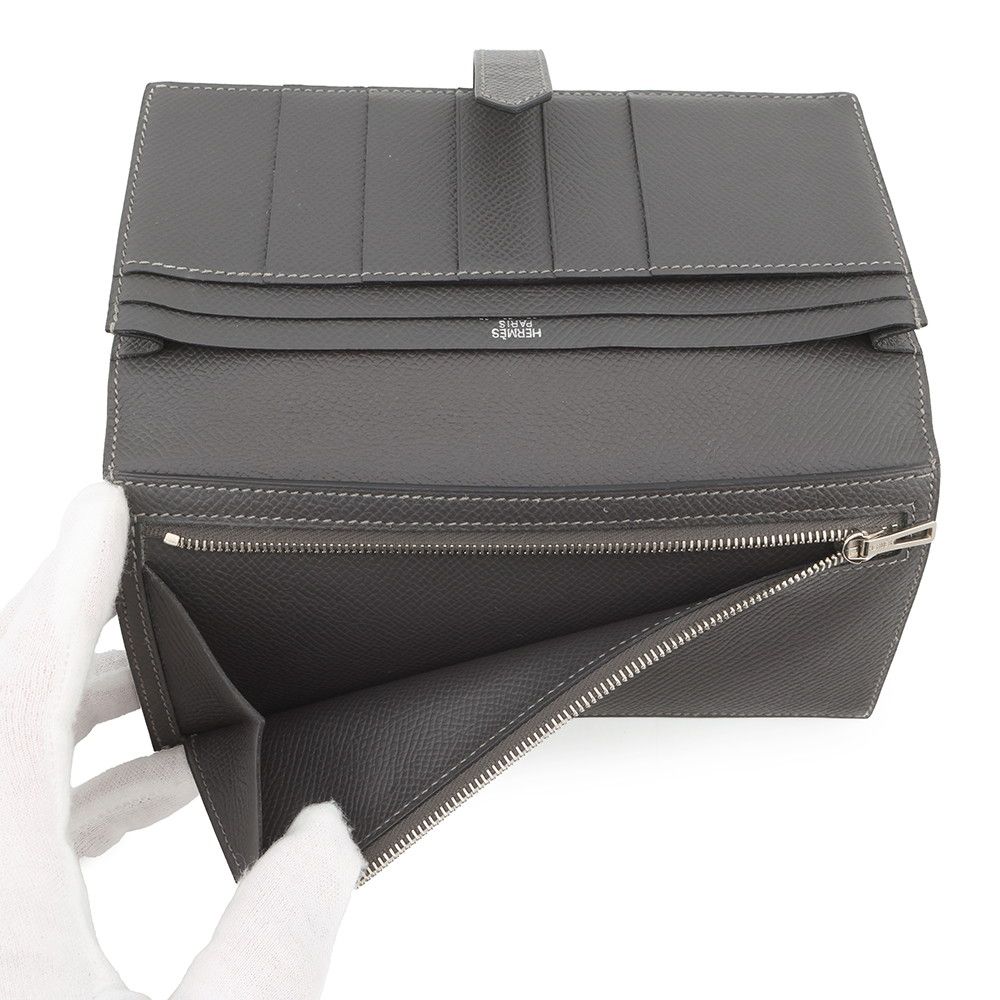 Hermes Wallet Bearn Souffle Depth Available Graphite Silver Epsom — view 6