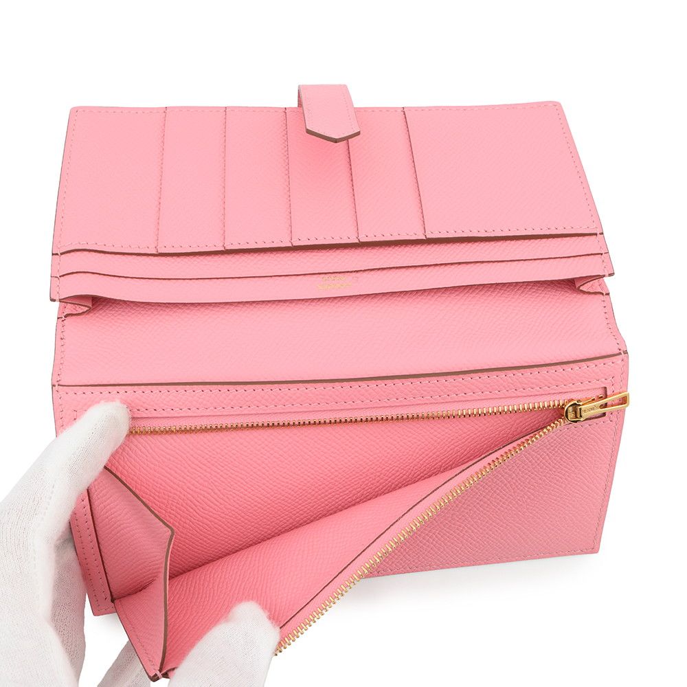 Hermes Wallet Bearn Souffle Depth Yes Rose Confetti Gold Epsom Sold — view 6
