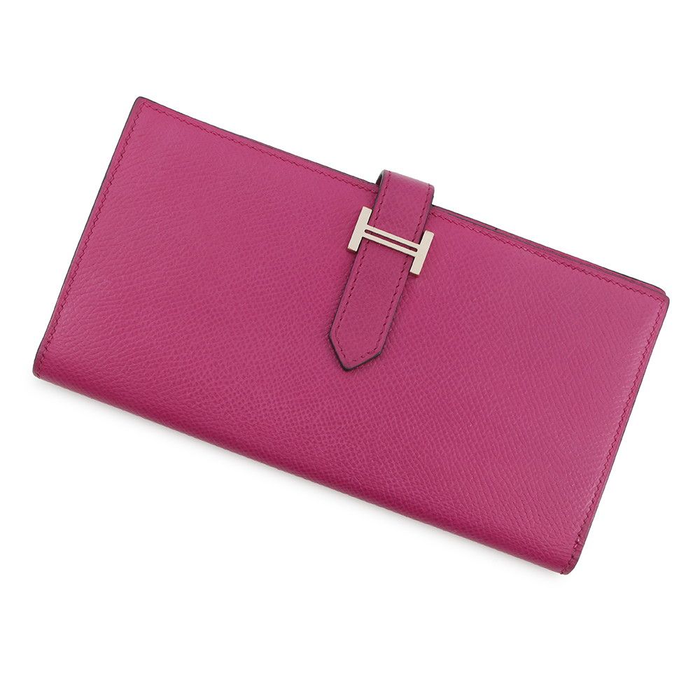 Hermes Wallet Bearn Souffle Depth Yes Rose Purple Silver Epsom